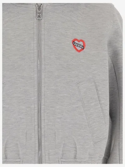 Pinko Sweat-shirt Court À Capuche Style Bomber In Gray