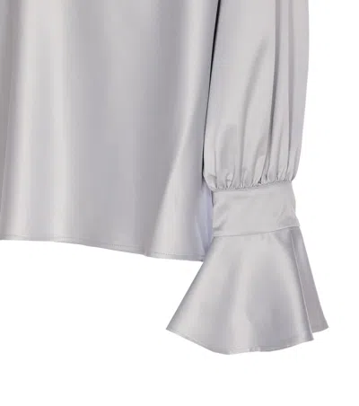 Pinko Satin Boat Neck Long Sleeve Top In Gray