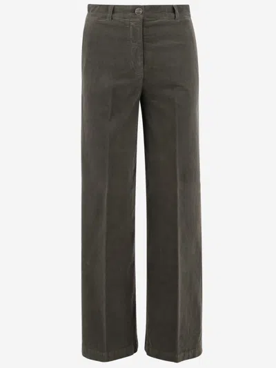 Ql2 Stretch Cotton Mami Pants In Green