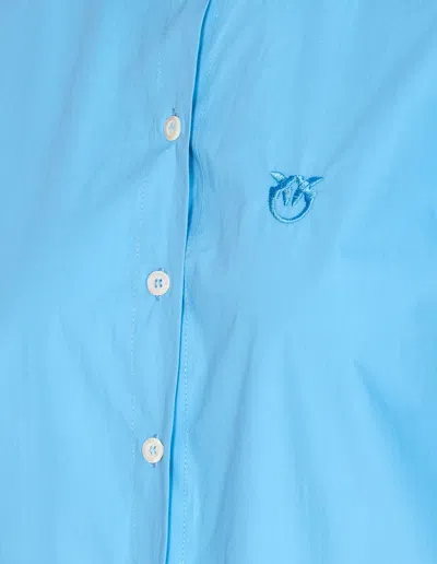 Pinko Long Sleeve Top Embroidered Logo In Blue