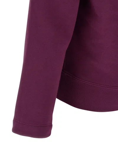 Saint Laurent Boxy Turtleneck Sweatshirt Ribbed Cuffs In Purple