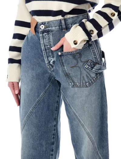Jw Anderson Workwear Jeans With Off-centralized Closure In Blue