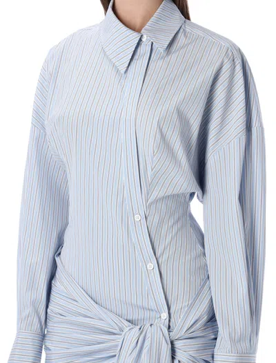 Attico Urban Striped Mini Dress Draping In Blue