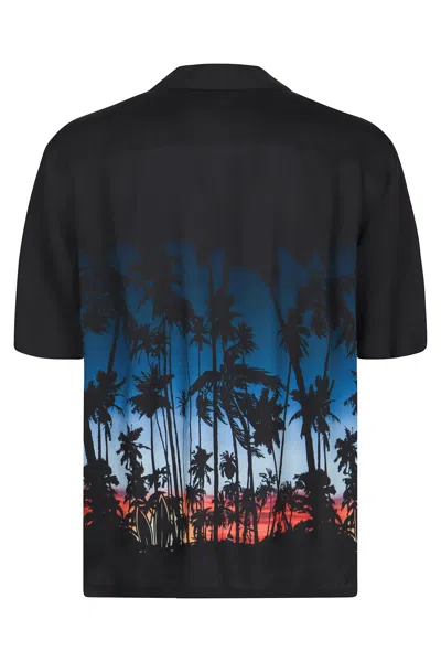 Celine Hawaiana Printed Viscose Shirt In Black