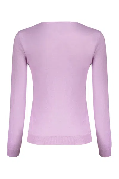 Valentino Logo-embroidered Crew Neck Sweater In Purple