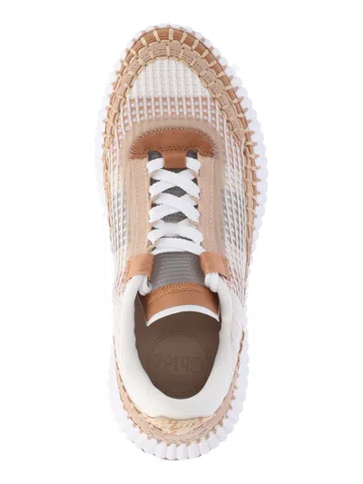 Chloé Mesh Nama Low-top Sneakers With Suede Inserts In Brown