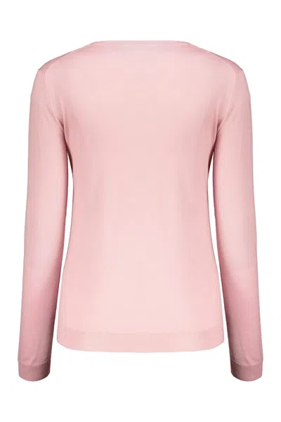 Valentino Long Sleeve Crew-neck Sweater In Pink