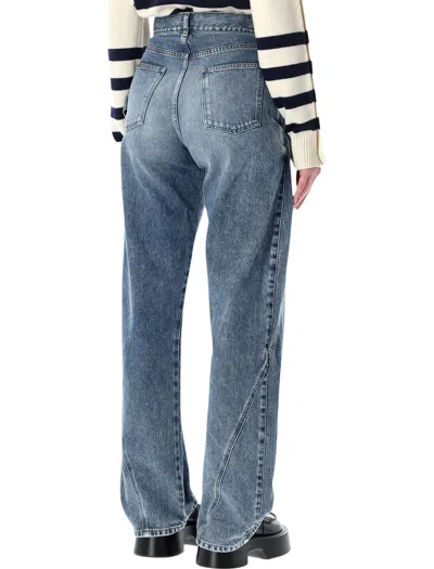 Jw Anderson Workwear Jeans With Off-centralized Closure In Blue