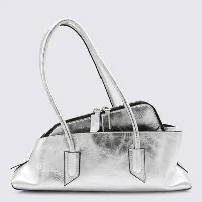 Attico Silver Leather La Passeggiata Top Handle Bag In Silver