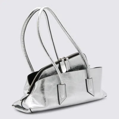 Attico Silver Leather La Passeggiata Top Handle Bag In Silver