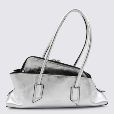 Attico Silver Leather La Passeggiata Top Handle Bag In Silver