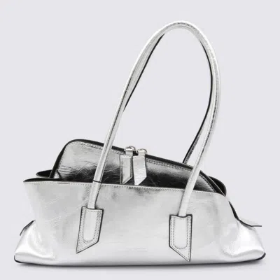 Attico Silver Leather La Passeggiata Top Handle Bag In Silver