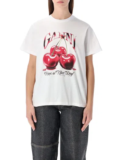 Ganni Graphic T-shirt In White