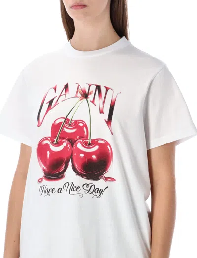 Ganni Graphic T-shirt In White