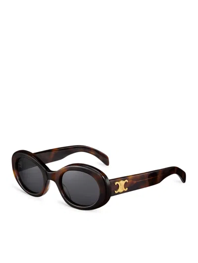 Celine Triomphe 01 Sunglasses In Blonde Havana Acetate In Brown