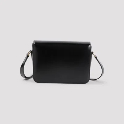Celine Teen Triomphe Leather Crossbody Bag In Black
