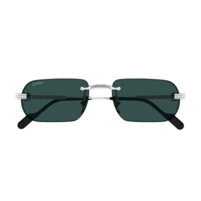 Cartier Rectangular Sunglasses In Silver