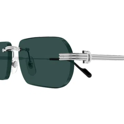 Cartier Rectangular Sunglasses In Silver