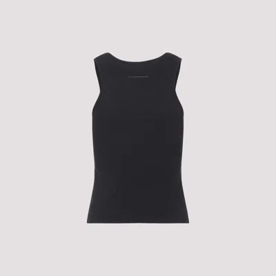 Mm6 Maison Margiela Numeric Logo Patch Stretch Cotton Tank In Blue