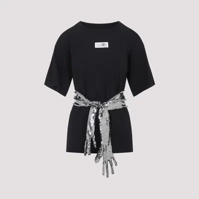 Mm6 Maison Margiela Roundneck Label T-shirt In Black