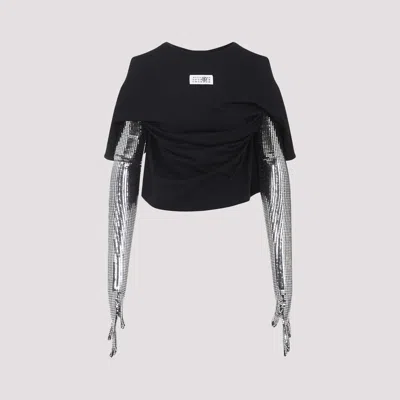 Mm6 Maison Margiela Roundneck Label T-shirt In Black