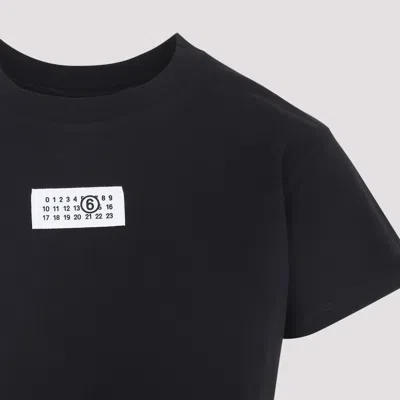 Mm6 Maison Margiela Crewneck T-shirt With Rectangular Applique And Design In Black