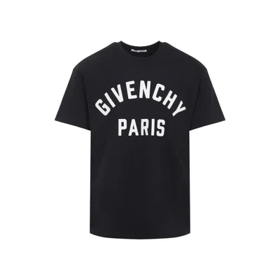 Givenchy Men Black Crewneck T-shirt With Maxi Logo Lettering On The Front In Cotton Man
