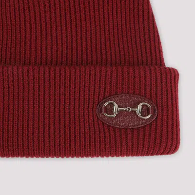 Gucci Bordeaux Horsebit Beanie Hat In Red