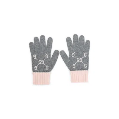 Gucci Gg-jacquard Gloves Knit In Gray