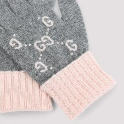 Gucci Gg-jacquard Gloves Knit In Gray