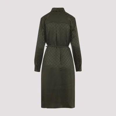 Gucci Gg-jacquard Midi Shirt Dress In Green