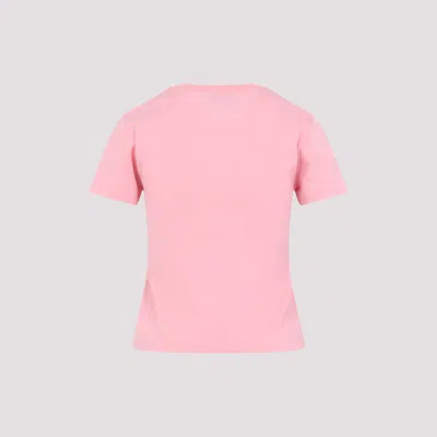 Gucci Women Pink Crewneck T-shirt With Logo Print On The Front In Cotton Woman
