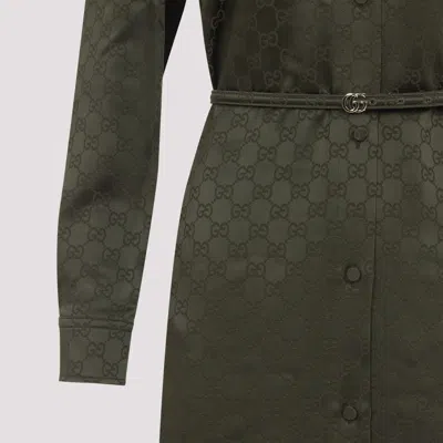 Gucci Gg-jacquard Midi Shirt Dress In Green