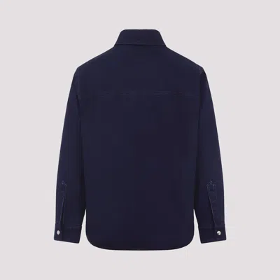 Gucci Blue Jacket With Classic Collar And Reversible Design In Cotton Man In Blue