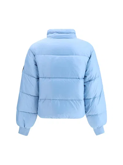 Ganni Shiny Nylon Short Puffer Jacket In Blue