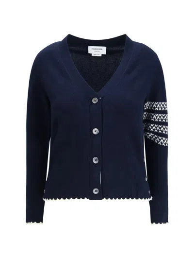 Thom Browne Holiday Merino Hector Intarsia Cardigan In Blue