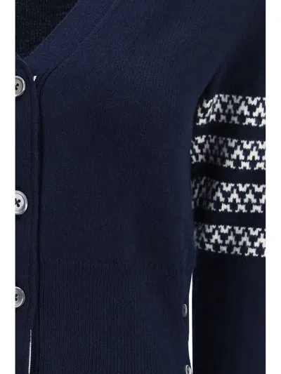 Thom Browne Holiday Merino Hector Intarsia Cardigan In Blue