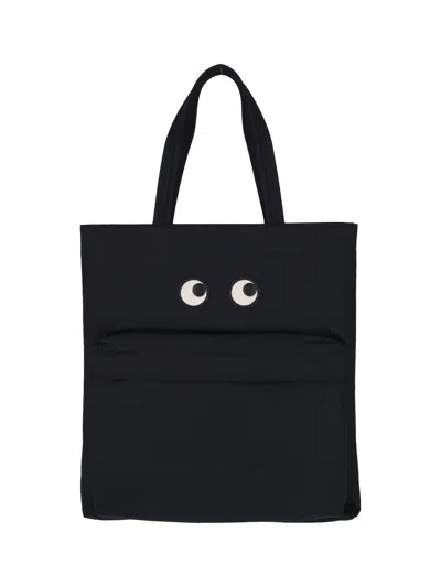 Anya Hindmarch Women Black Nylon Eyes Shopping Bag