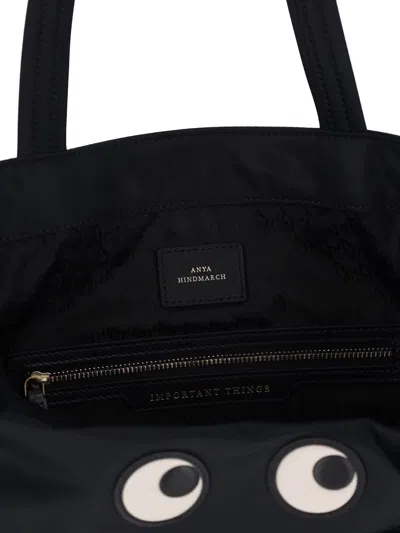 Anya Hindmarch Women Black Nylon Eyes Shopping Bag