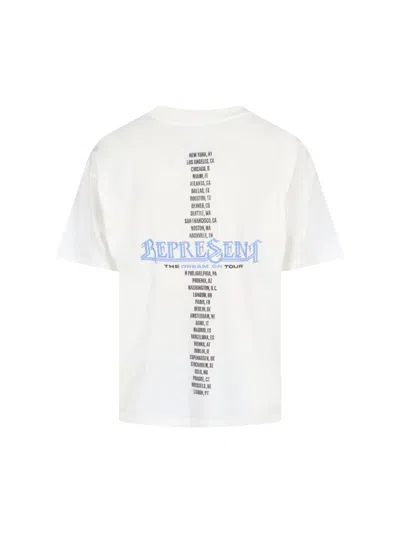 Represent White Crew Neck T-shirt With Graphic Print On Front And Back In Cotton Man In White