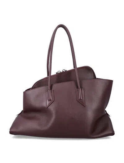 Attico The  La Passeggiata Medium Leather Tote In Burgundy