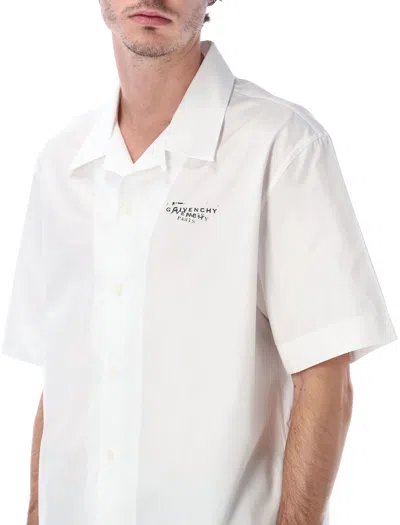 Givenchy Convertible-collar Logo-print Cotton-poplin Shirt In White