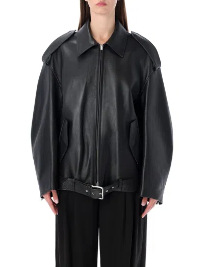 Acne Studios Black Leather Biker Jacket In Black