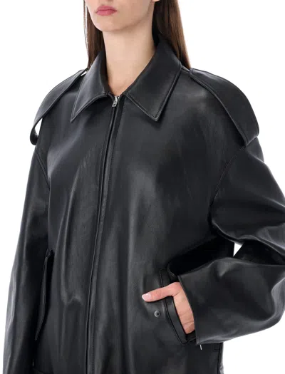 Acne Studios Black Leather Biker Jacket In Black