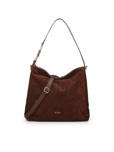 Biasia Suede Shoulder Bag In Burgundy