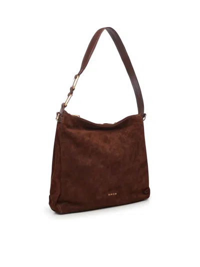 Biasia Suede Shoulder Bag In Burgundy