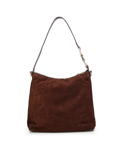 Biasia Suede Shoulder Bag In Burgundy