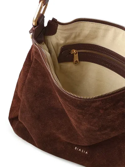 Biasia Suede Shoulder Bag In Burgundy