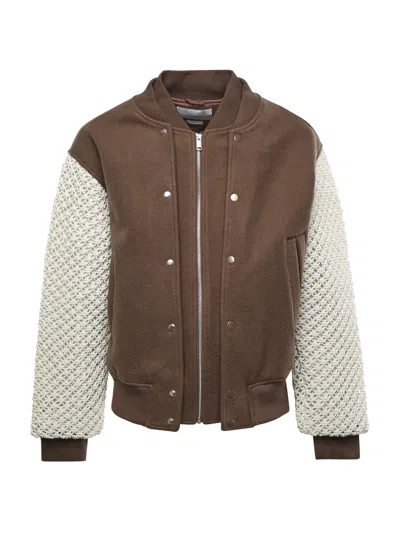 Axel Arigato Embroidered-logo Bomber Jacket In Brown