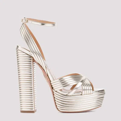 Aquazzura Gold Ankle-strap Heels In Gold